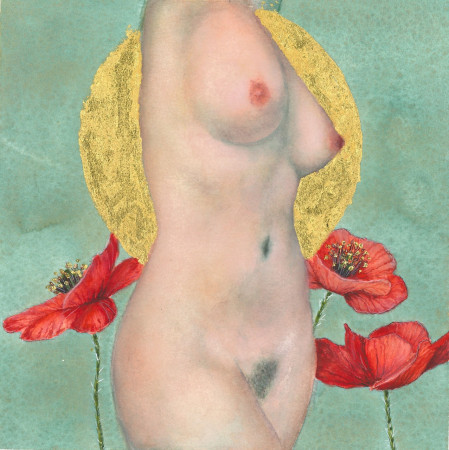 Nude in poppy field